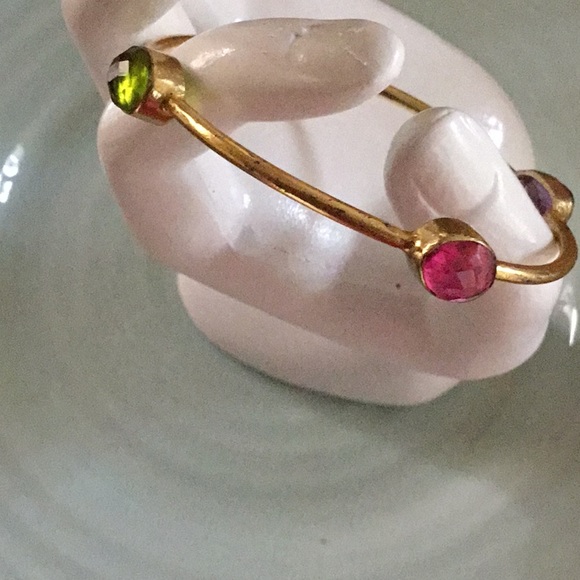 Semi Precious Stone Bangle bracelet - Picture 2 of 3